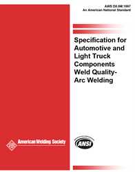 Picture of ANSI/AWS D8.8M:1997 SPECIFICATION FOR AUTOMOTIVE AND LIGHT TRUCK COMPONENTS WELD QUALITY ARC WELDING (HISTORICAL) 