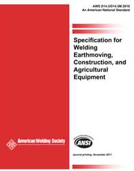 Picture of D14.3/D14.3M:2010 AMD1 SPECIFICATION FOR WELDING EARTHMOVING, CONSTRUCTION AND AGRICULTURAL EQUIPMENT (HISTORICAL)