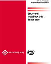 Picture of D1.3/D1.3M:2018 STRUCTURAL WELDING CODE-SHEET STEEL (HISTORICAL)