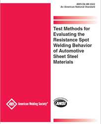 Picture of D8.9M:2022 - TEST METHODS FOR EVALUATING THE RESISTANCE SPOT WELDING BEHAVIOR OF AUTOMOTIVE SHEET STEEL MATERIALS