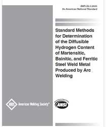 Picture of A4.3:2025 - STANDARD METHODS FOR DETERMINATION OF THE DIFFUSIBLE HYDROGEN CONTENT OF MARTENSITIC, BAINITIC, AND FERRITIC STEEL WELD METAL PRODUCED BY ARC WELDING
